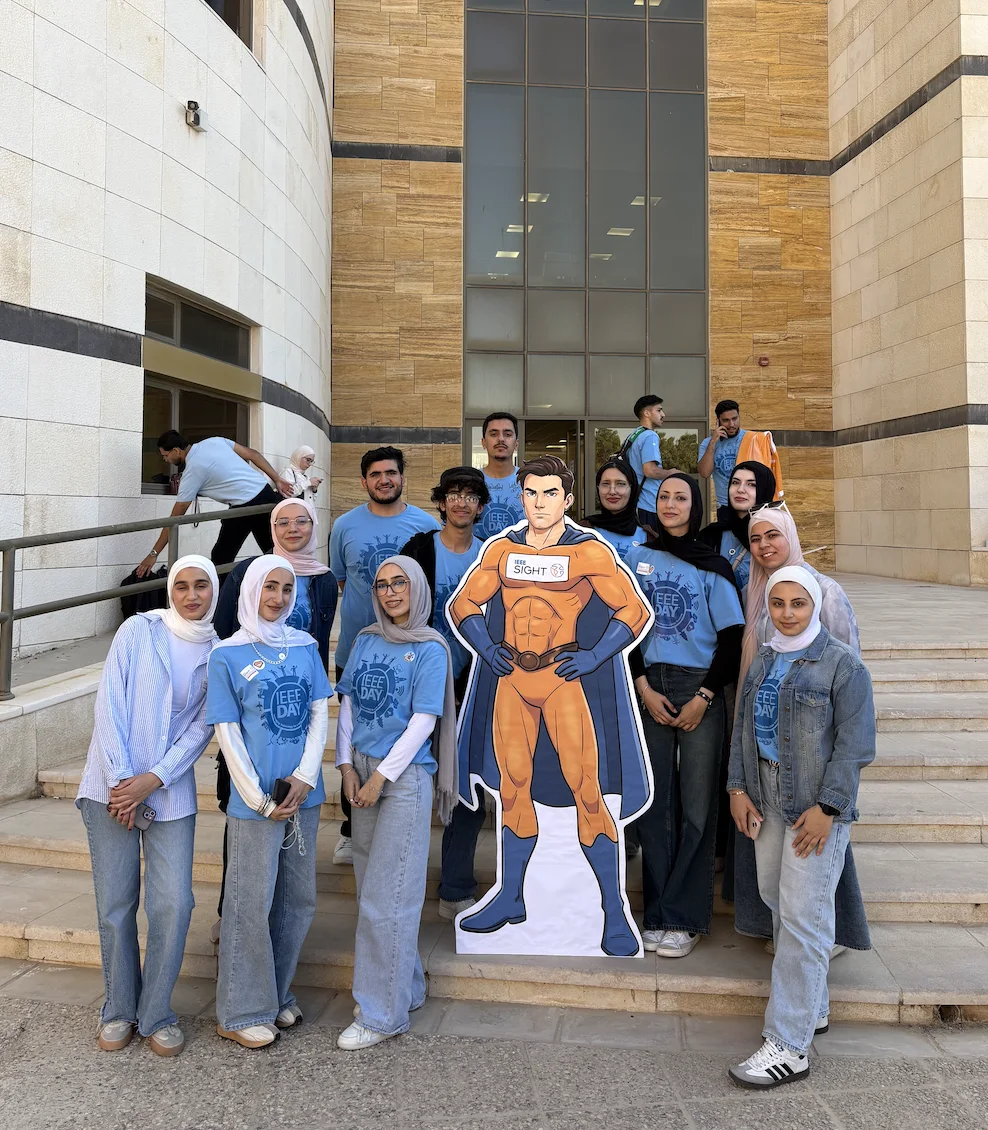 IEEE SIGHT HU volunteers pose with their superhero campaign character at IEEE Day 2025.
